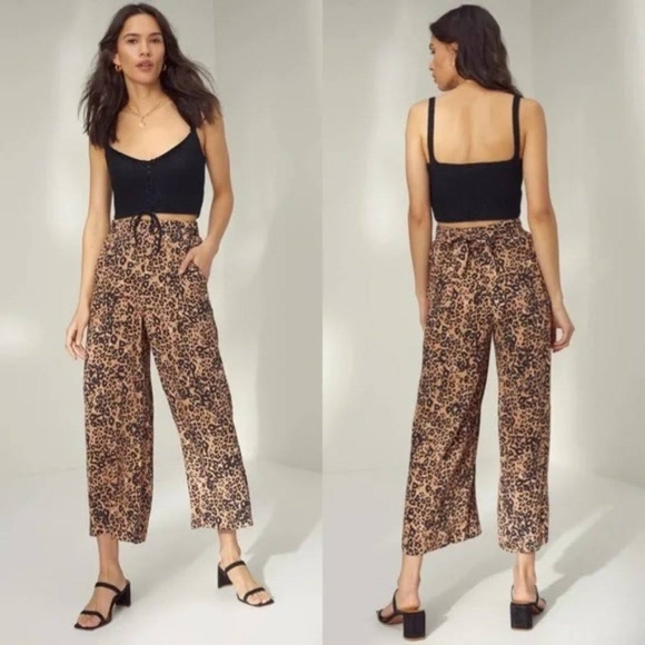 Aritzia Pants - NEW Wilfred Faun Pants Cheetah Animal Print High Waist Wide Leg Women Small